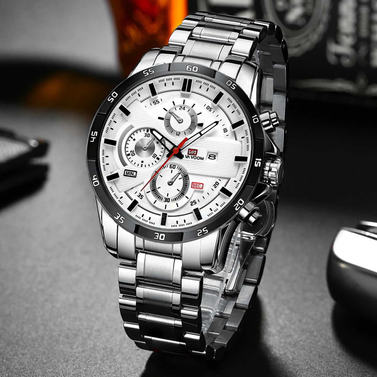 Orologio Uomo 46mm Quarzo - Cinturino SimilPelle o Acciaio, Elegante e Sportivo