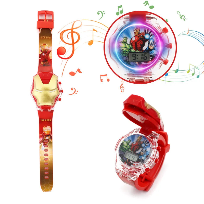 Orologio Bambini con Luci Colorate Supereroi Musicale Luminoso