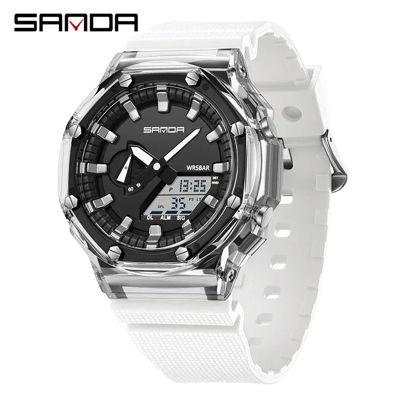 Orologio Digitale Uomo LED Antiurto Quarzo Sportivo Gomma Rinforzata Quadrante 46 mm