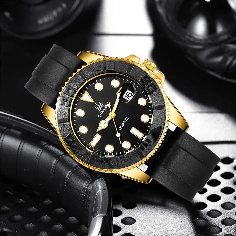 Orologio Uomo Quarzo Casual Business Data Cinturino Silicone