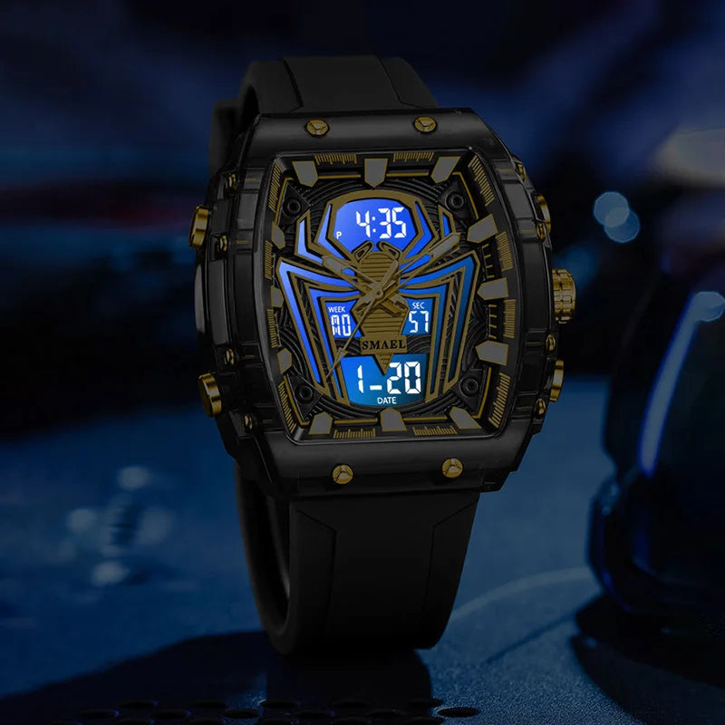 Orologio Digitale Uomo Sportivo LED Cronografo Doppio Display