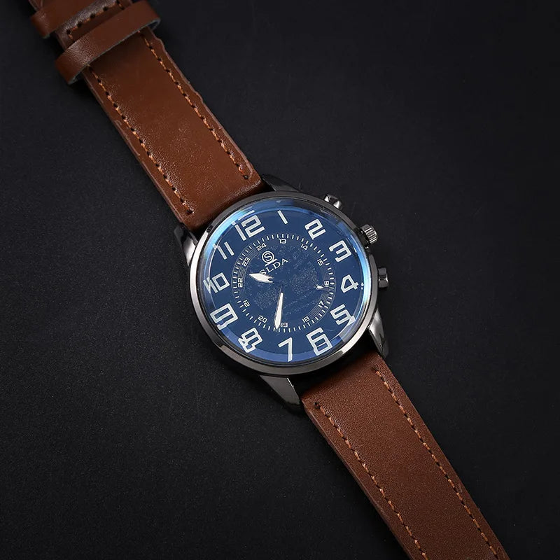 Orologio Uomo Quarzo Elegante Cinturino Similpelle Casual Cassa Lega