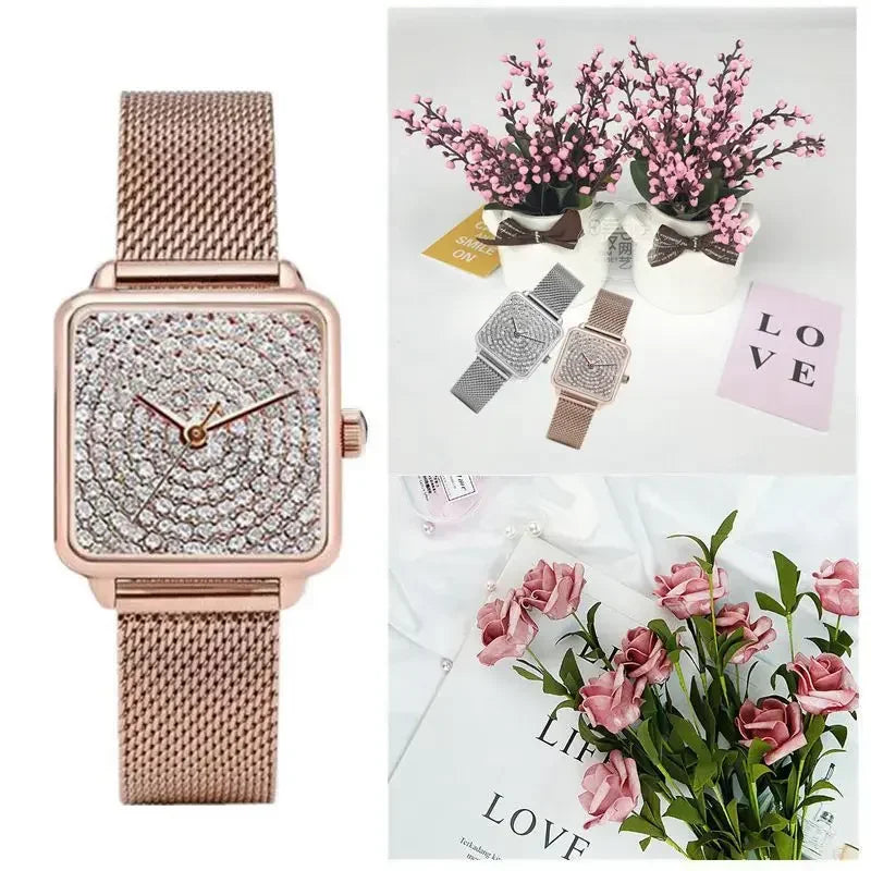 Orologio Donna Moda Elegante Quarzo Semplice Cinturino e Cassa in Lega