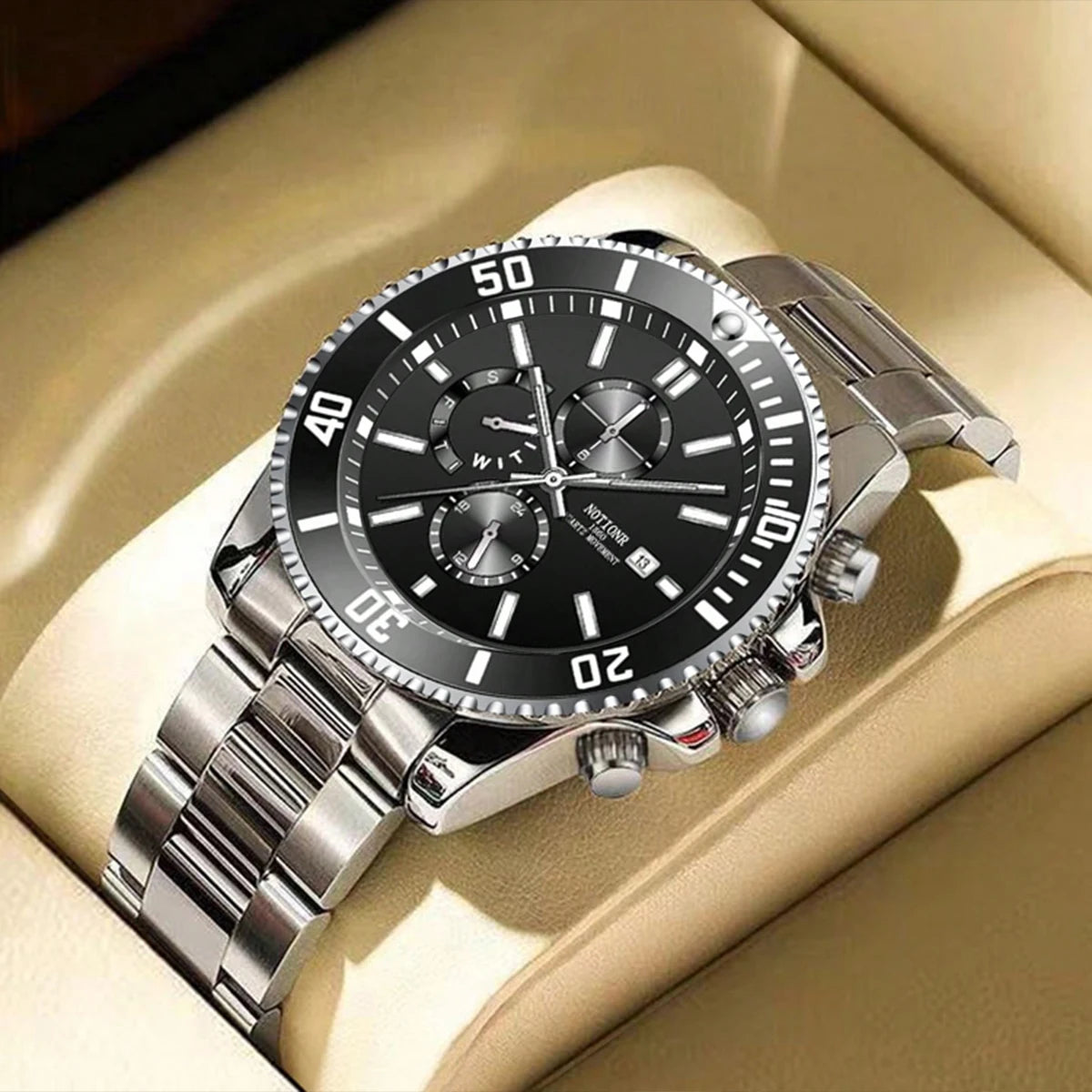Orologio Uomo Acciaio Inox Quarzo – Elegante Data Quadrante 40 mm