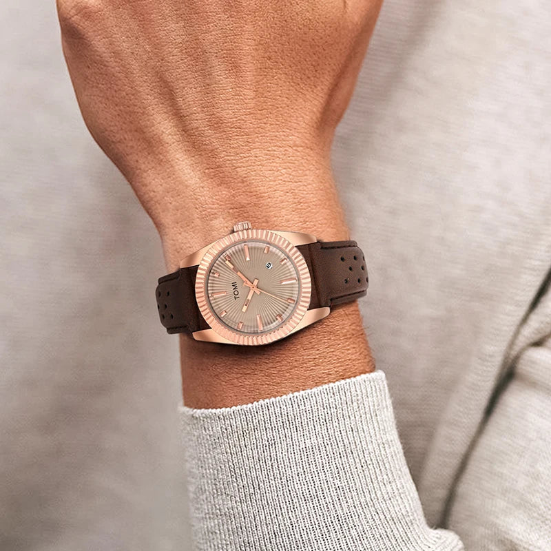 Orologio al Quarzo Uomo Classico & Casual Cinturino Similpelle Quadrante 42mm