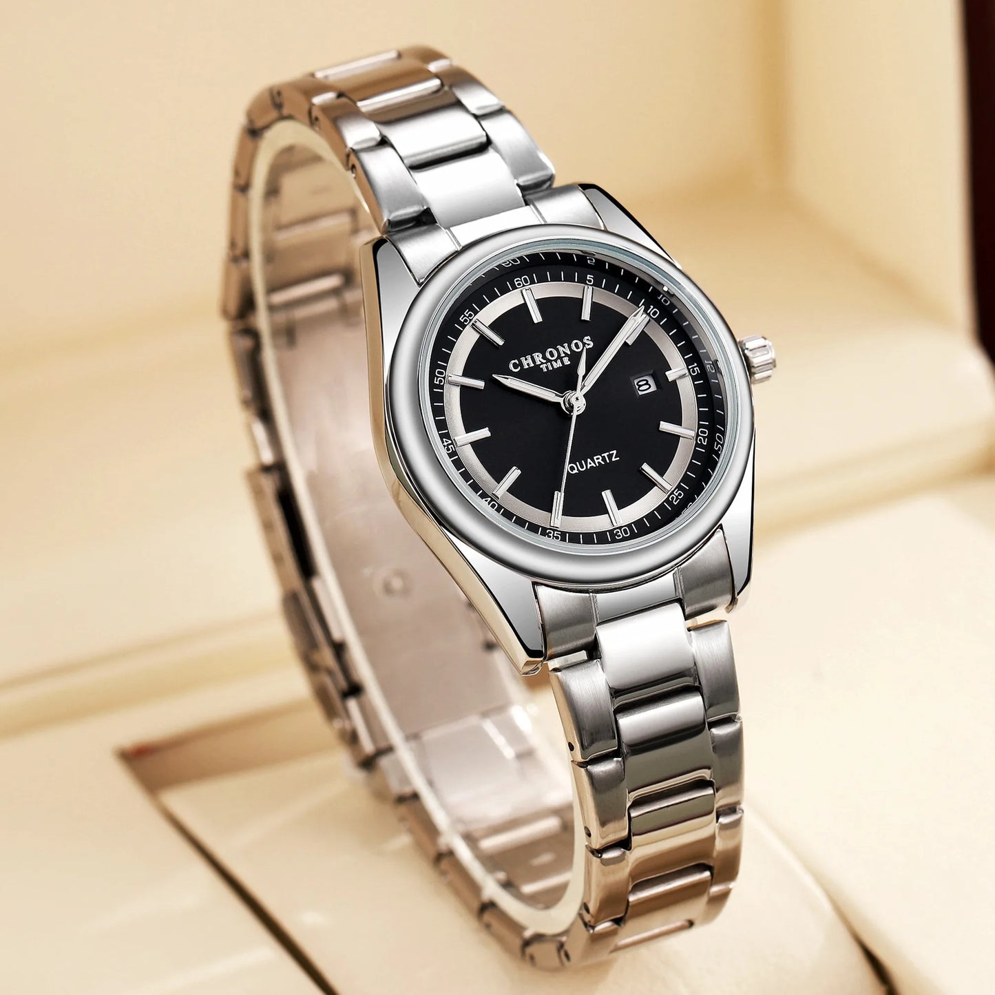 Orologio Donna Acciaio Elegante Al Quarzo Con Data Quadrante 31mm Moda Casual