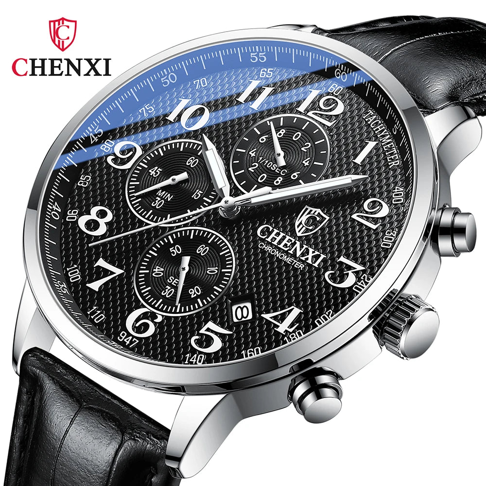 Orologio Uomo Cronografo Quarzo Moda Casual Elegante Cinturino Similpelle o Acciaio