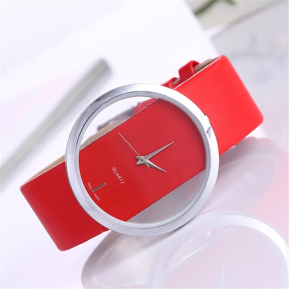 Orologio Donna Moda Trasparente al Quarzo con Cinturino in Similpelle