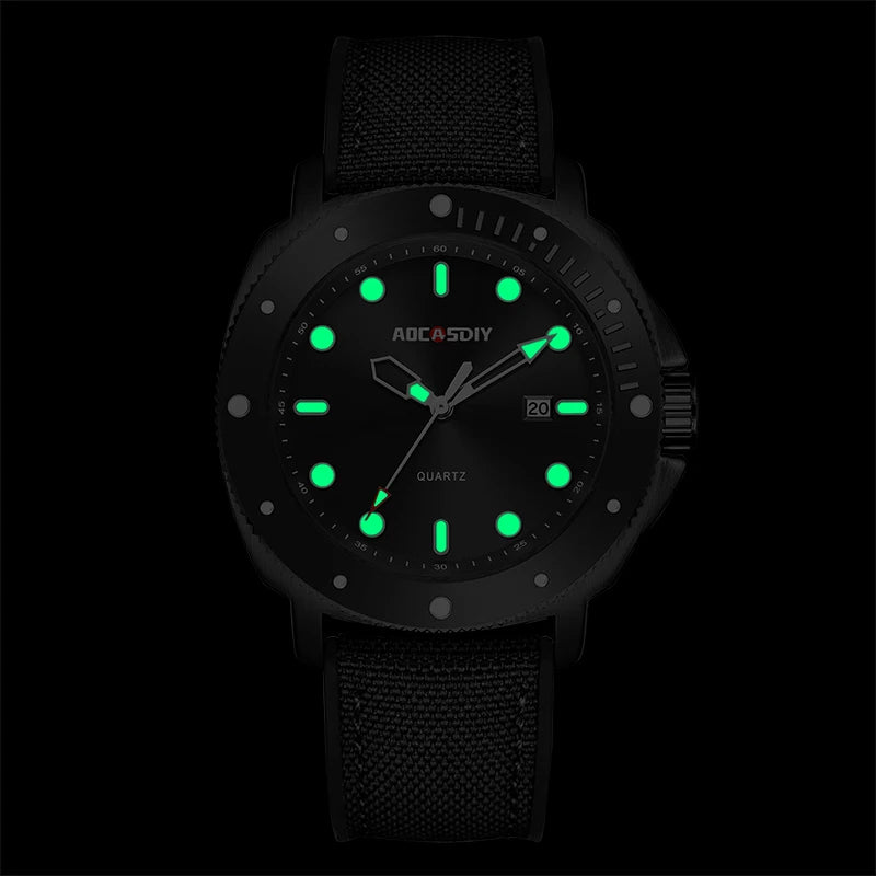Orologio Da Uomo Moda Quarzo Con Data Lancette Luminose Cinturino Nylon