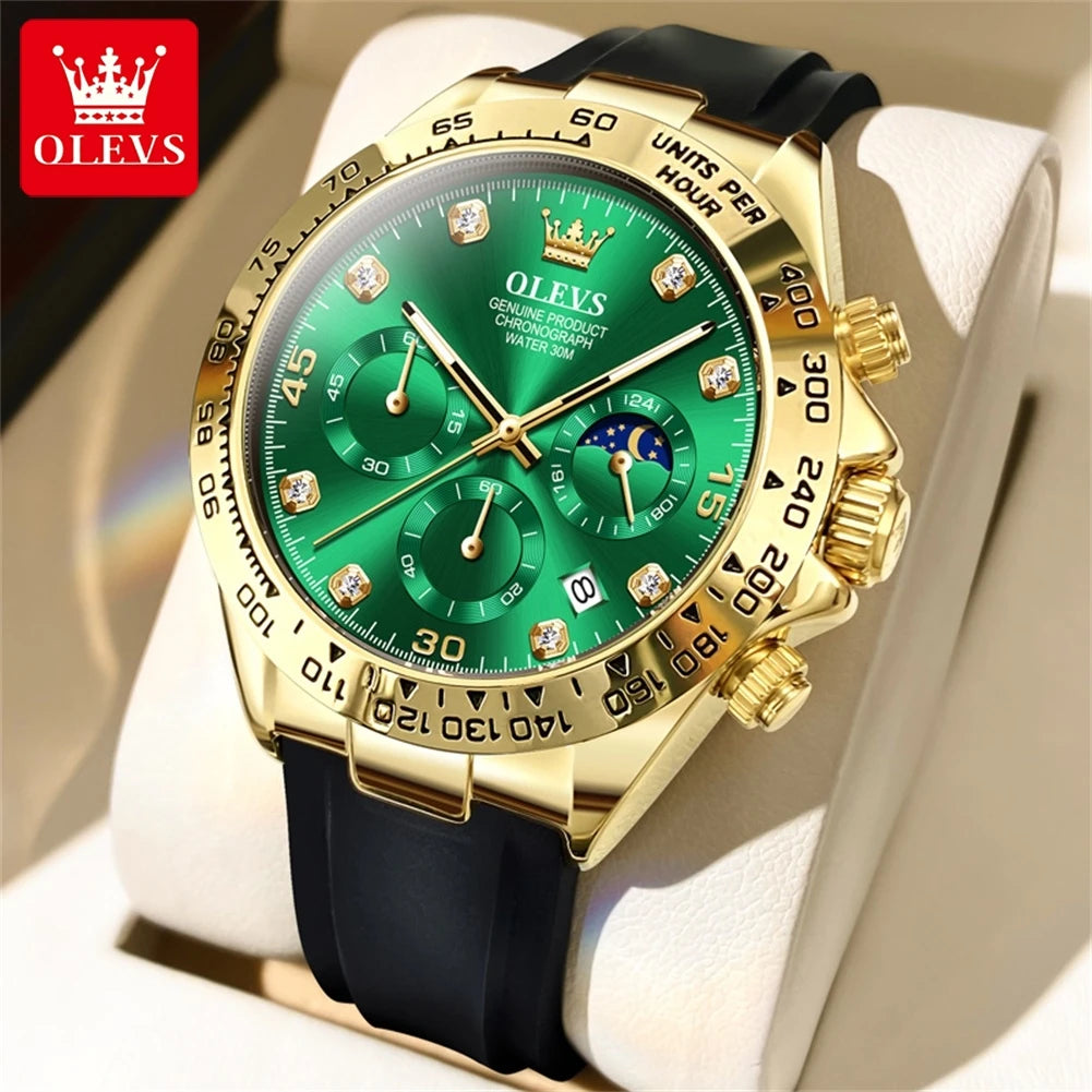 Orologio Uomo Quarzo Cronografo Data Cinturino Silicone Sportivo Elegante
