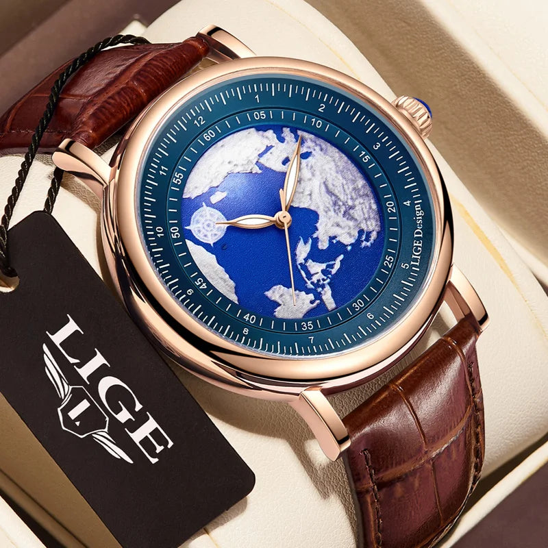 Orologio Uomo 42 mm Elegante Quarzo Similpelle Luminoso