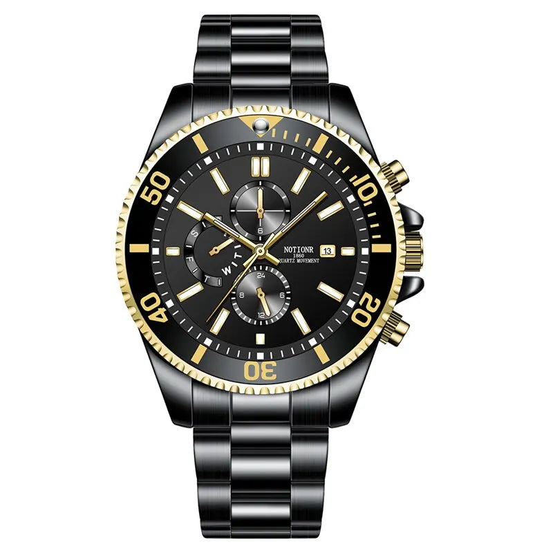 Orologio Uomo Acciaio Al Quarzo Elegante Moda Casual Con Data Lancette Luminose
