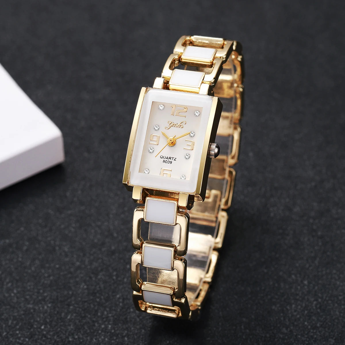 Orologio Donna Elegante Quadrante Quadrato Bracciale Acciaio Quarzo