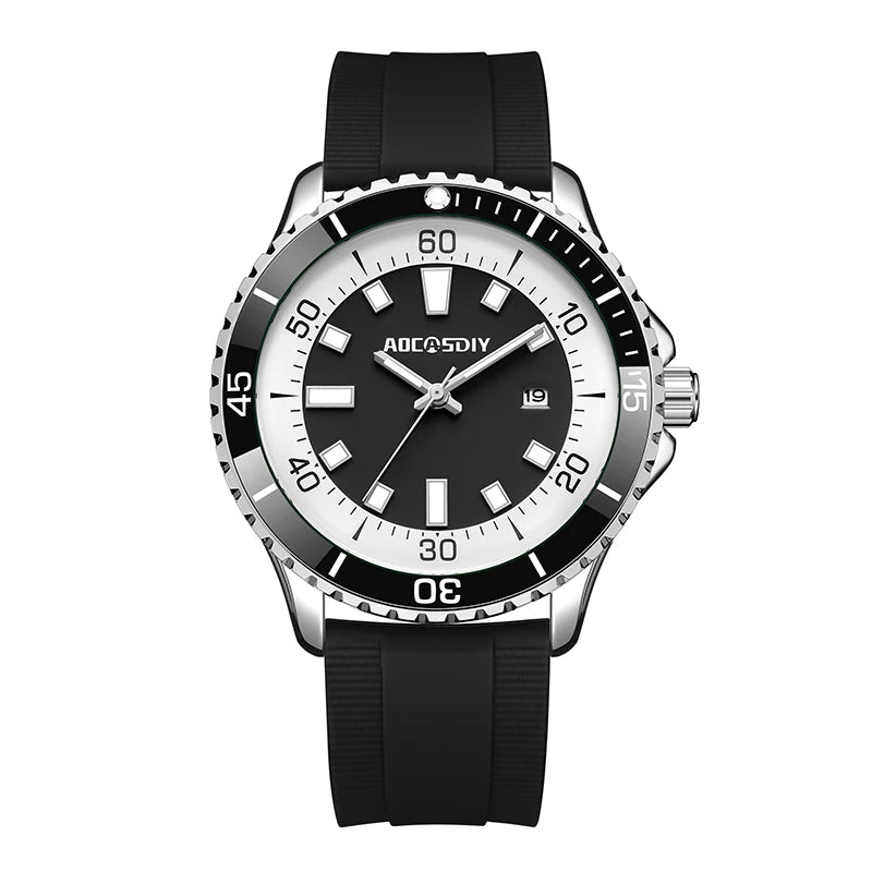 Orologio Uomo Moda Al Quarzo Con Data Cinturino Silicone Casual Elegante