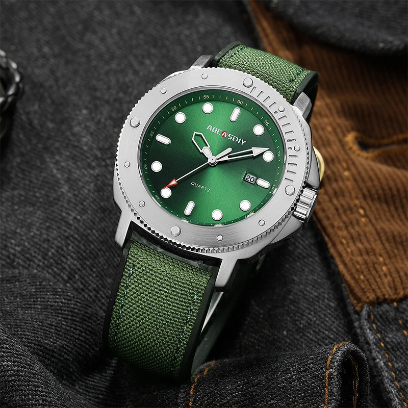Orologio Da Uomo Moda Quarzo Con Data Lancette Luminose Cinturino Nylon