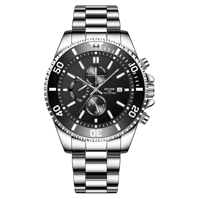 Orologio Uomo Acciaio Al Quarzo Elegante Moda Casual Con Data Lancette Luminose