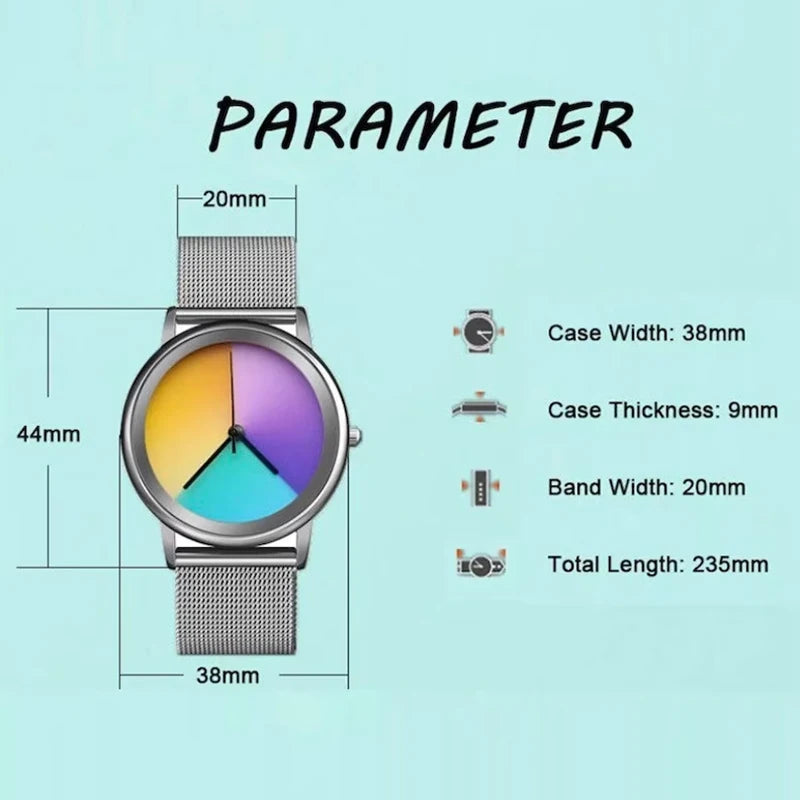 Orologio Donna 38mm Quarzo Colorato Acciaio