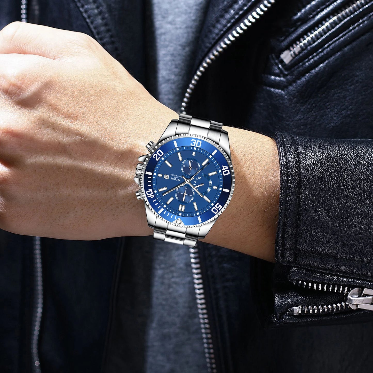 Orologio Uomo Acciaio Inox Quarzo – Elegante Data Quadrante 40 mm