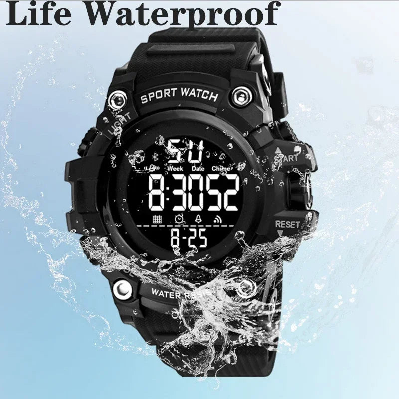 Orologio Sportivo Uomo Digitale LED Multifunzione Cinturino Silicone Quadrante 57mm