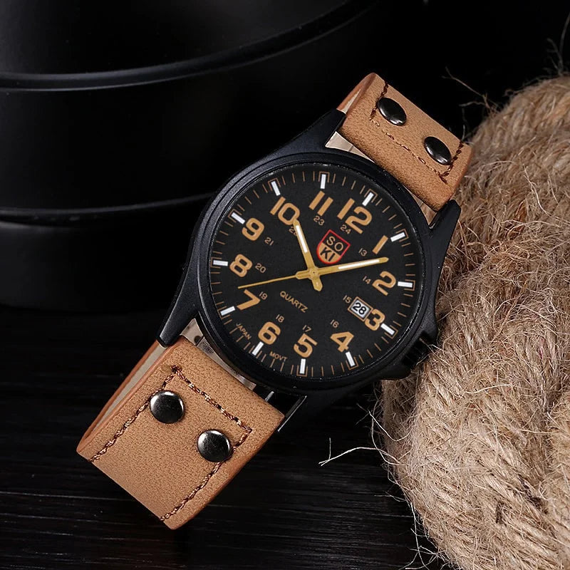 Orologio da Uomo al Quarzo con Cinturino in Similpelle e Data