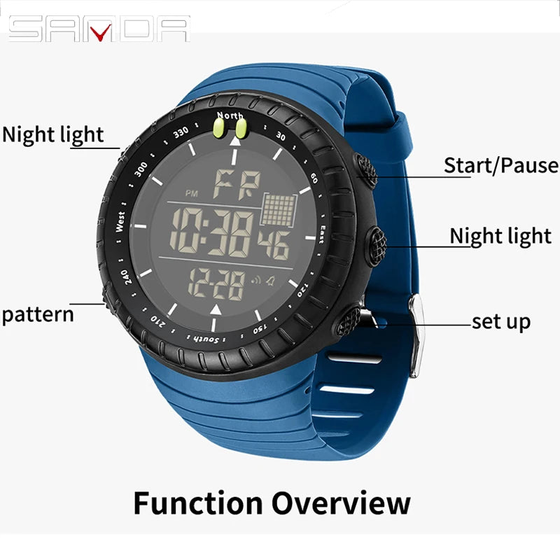 Orologio Uomo Sportivo Digitale LED Multifunzione Sveglia Cronografo Resistente