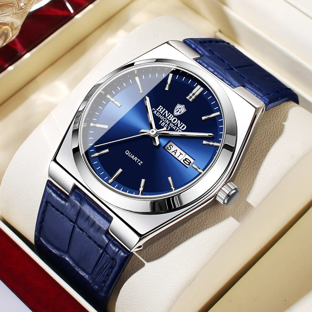 Orologio Uomo Quarzo Cinturino Similpelle Quadrante 40mm