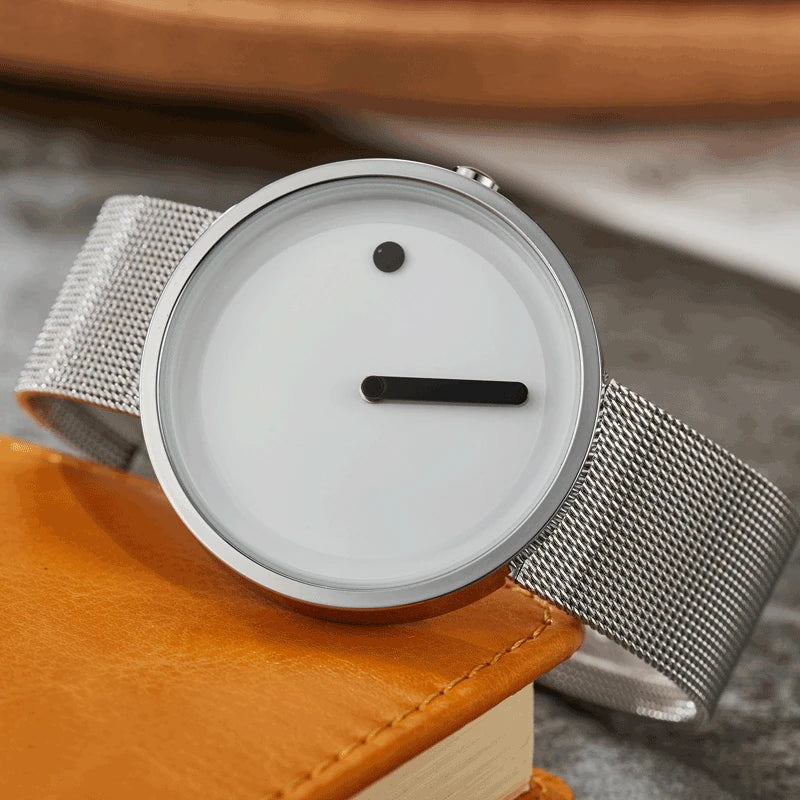 Orologio al Quarzo Uomo Donna Stile Semplice Similpelle o Maglia Acciaio
