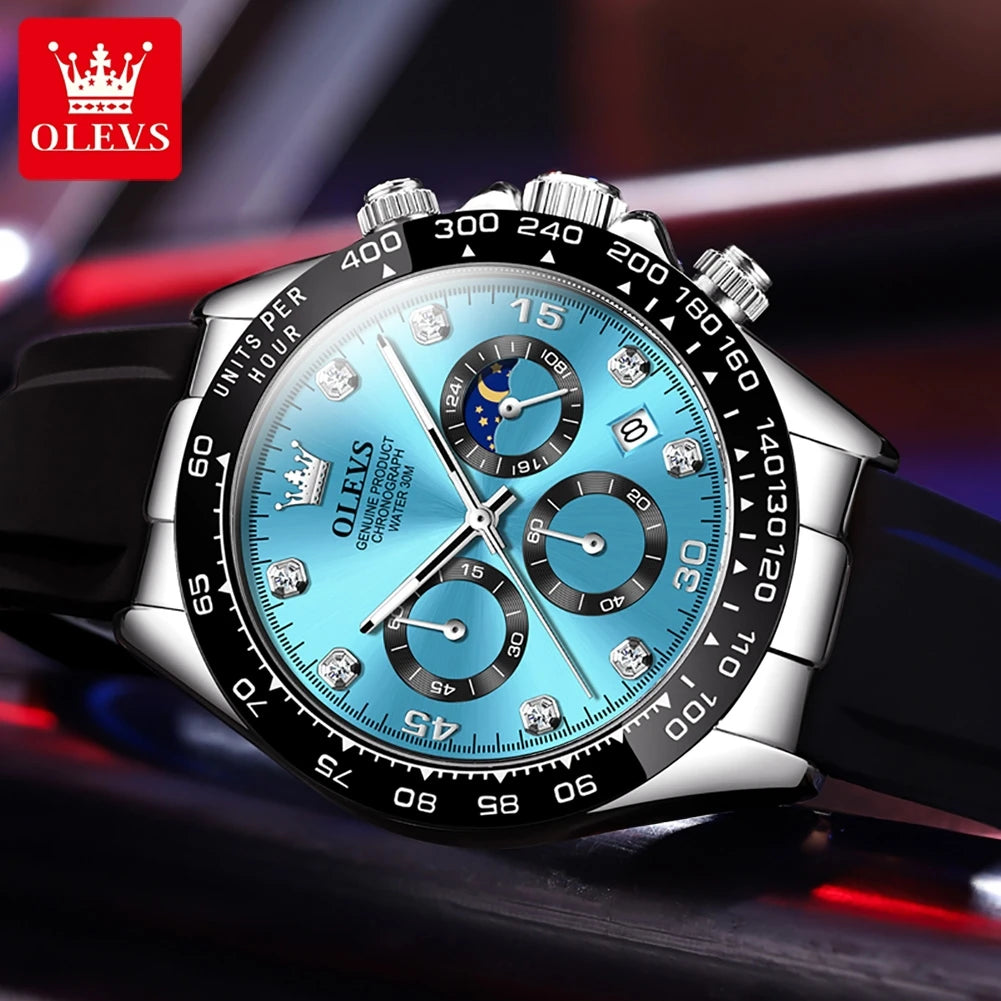 Orologio Uomo Quarzo Cronografo Data Cinturino Silicone Sportivo Elegante