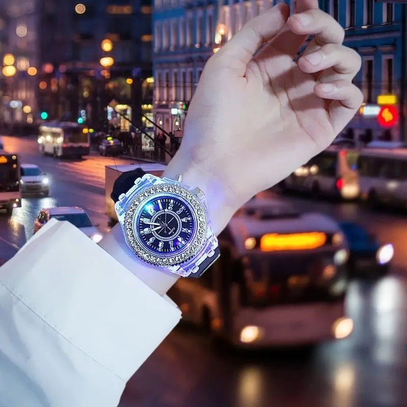 Orologio LED Unisex Luminoso Digitale Moda Silicone Strass