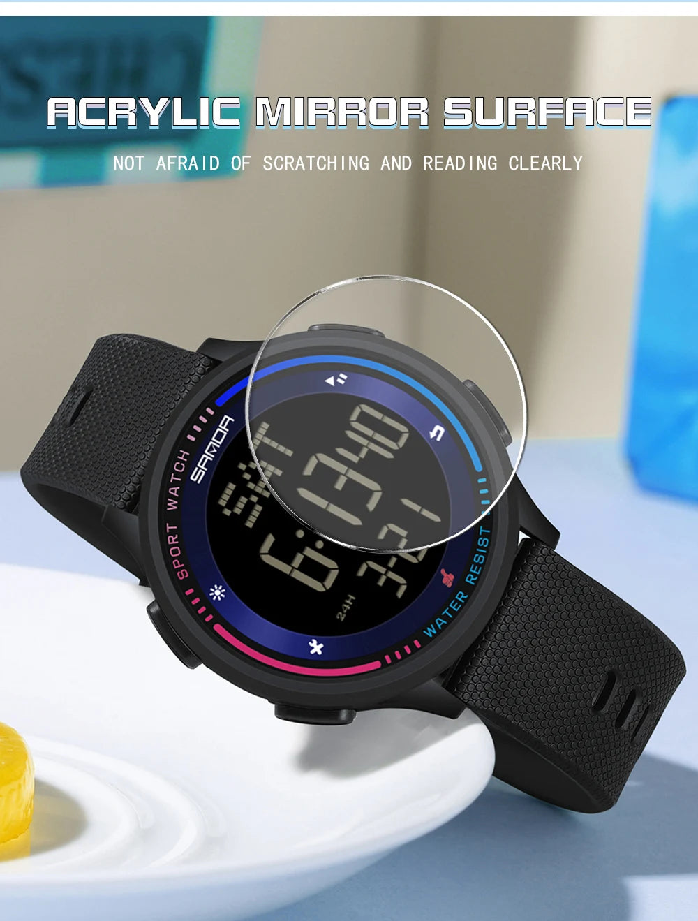 Orologio Digitale Uomo Donna SANDA – Sportivo LED Contapassi Impermeabile Cinturino in Gomma