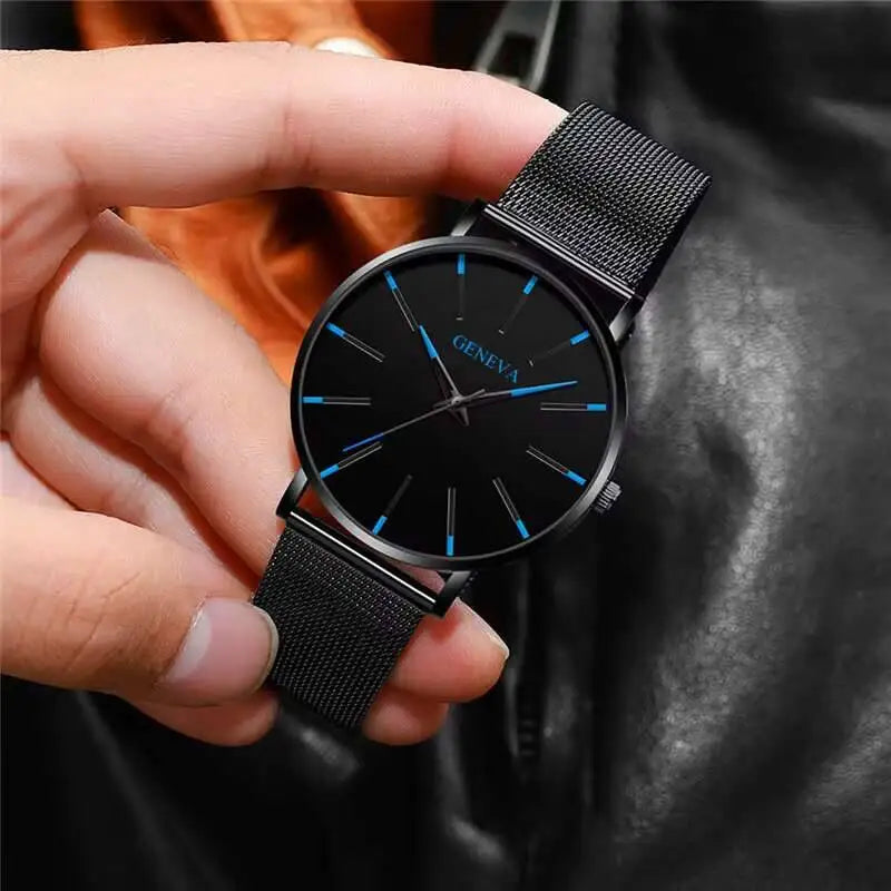 Orologio Uomo Ultra Sottile Quarzo Cinturino Maglia Elegante