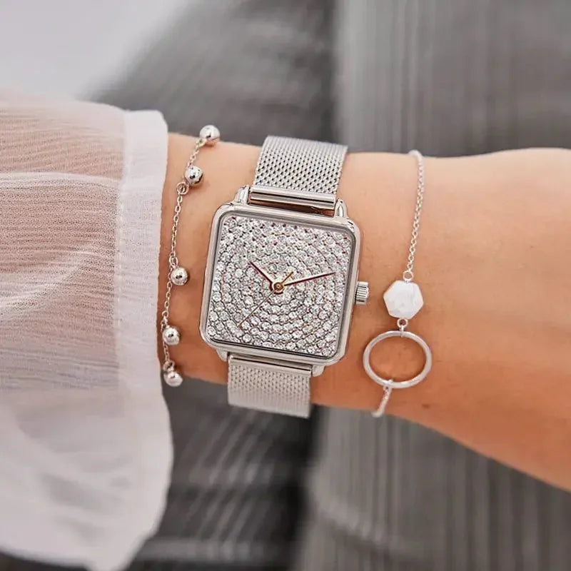 Orologio Donna Moda Elegante Quarzo Semplice Cinturino e Cassa in Lega