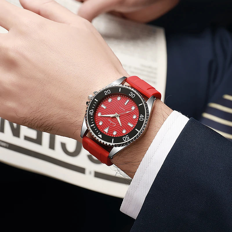 Orologio Uomo 40mm Quarzo Moda Casual Cinturino Silicone