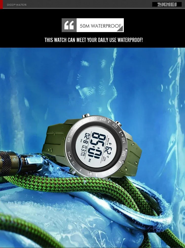 Orologio Digitale Uomo LED – Sportivo Impermeabile Cinturino Silicone Quadrante 50 mm