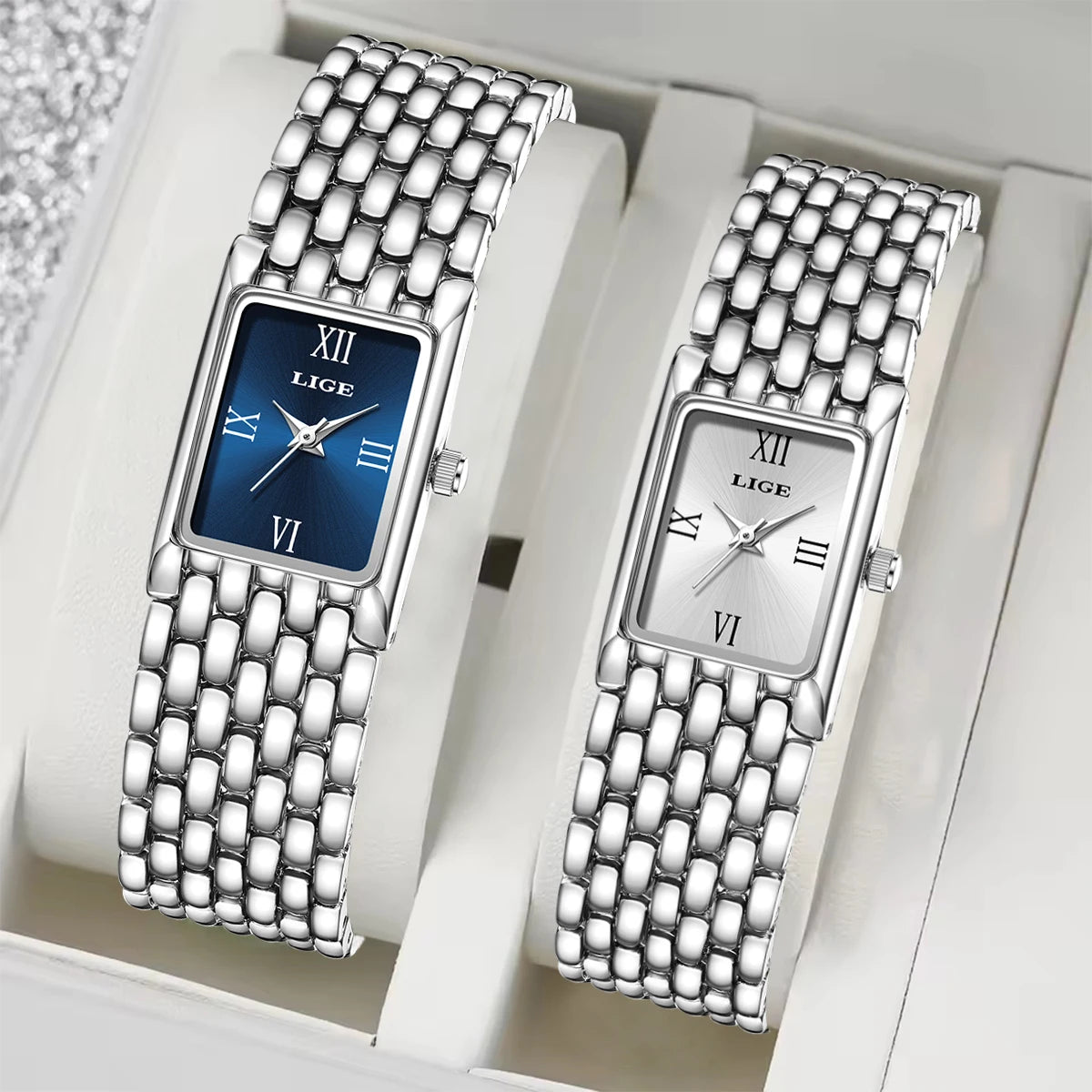 Orologio Donna Quarzo Acciaio Inox Rettangolare Elegante