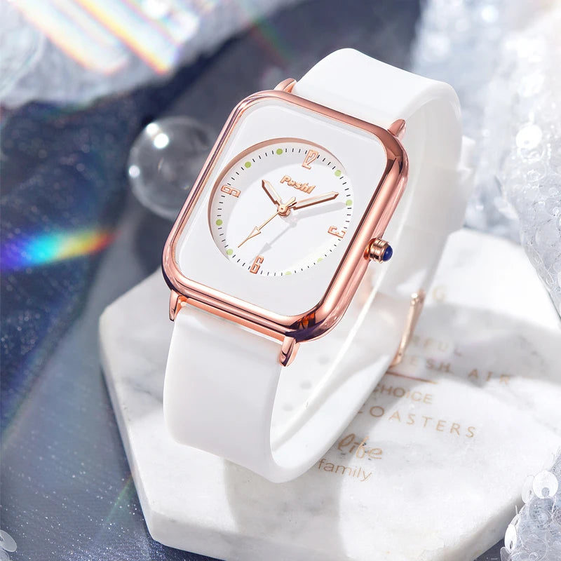 Orologio Donna Moda Elegante Casual al Quarzo con Cinturino in Silicone Semplice