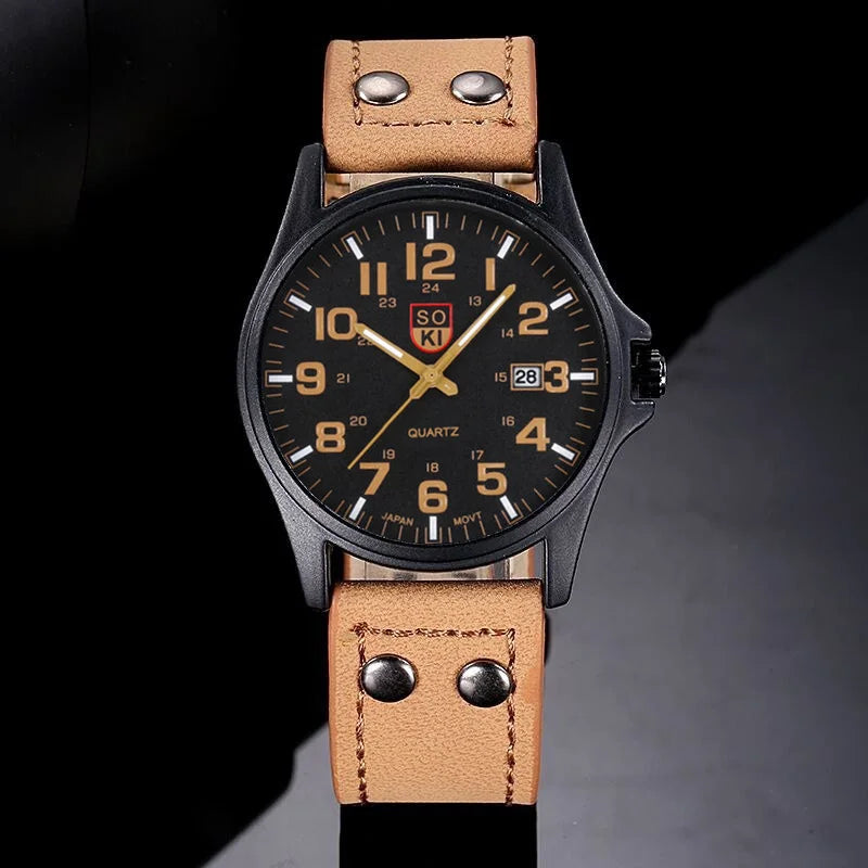 Orologio da Uomo al Quarzo con Cinturino in Similpelle e Data