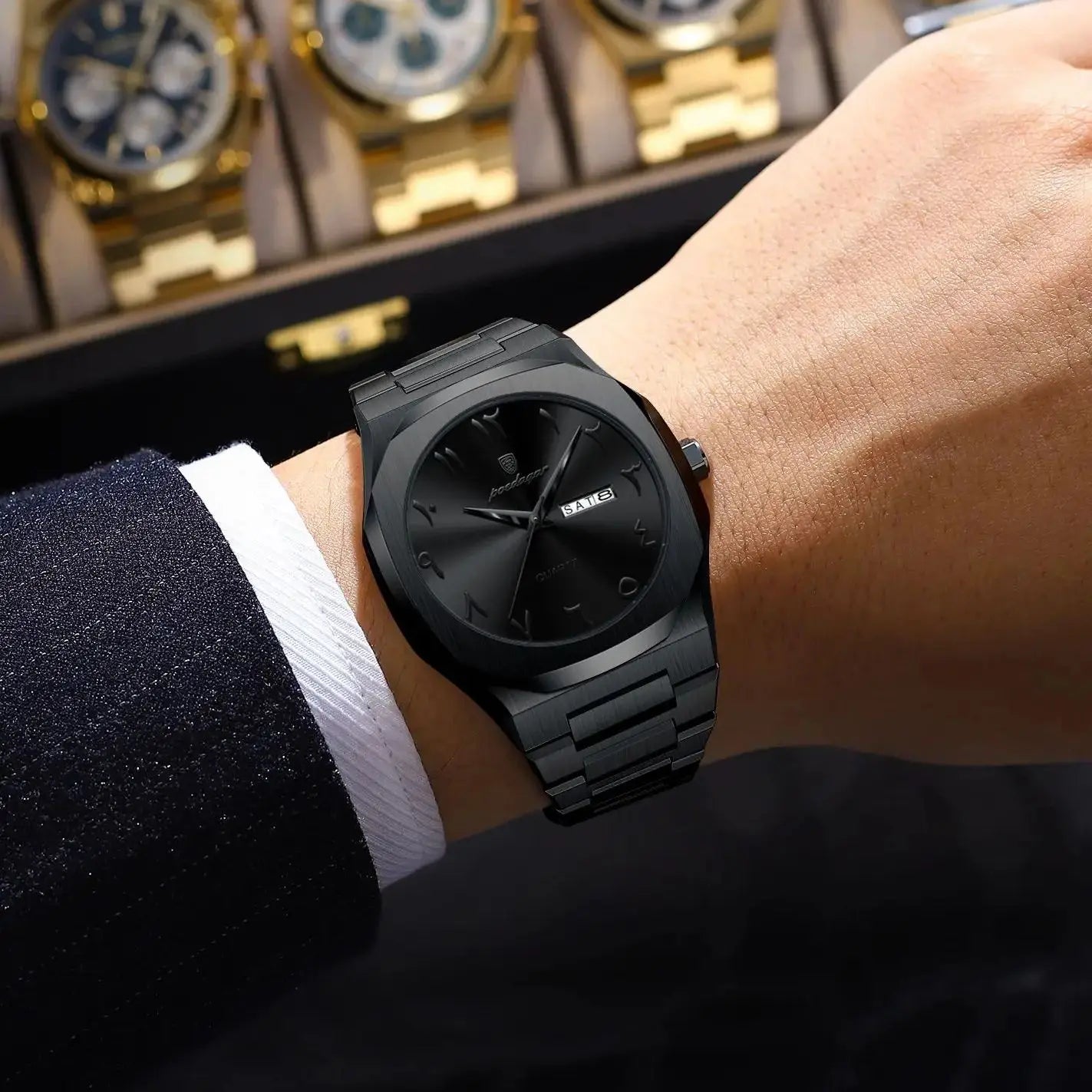 Orologio Uomo Cinturino e Cassa Acciaio Quarzo con Data Elegante Moda Casual