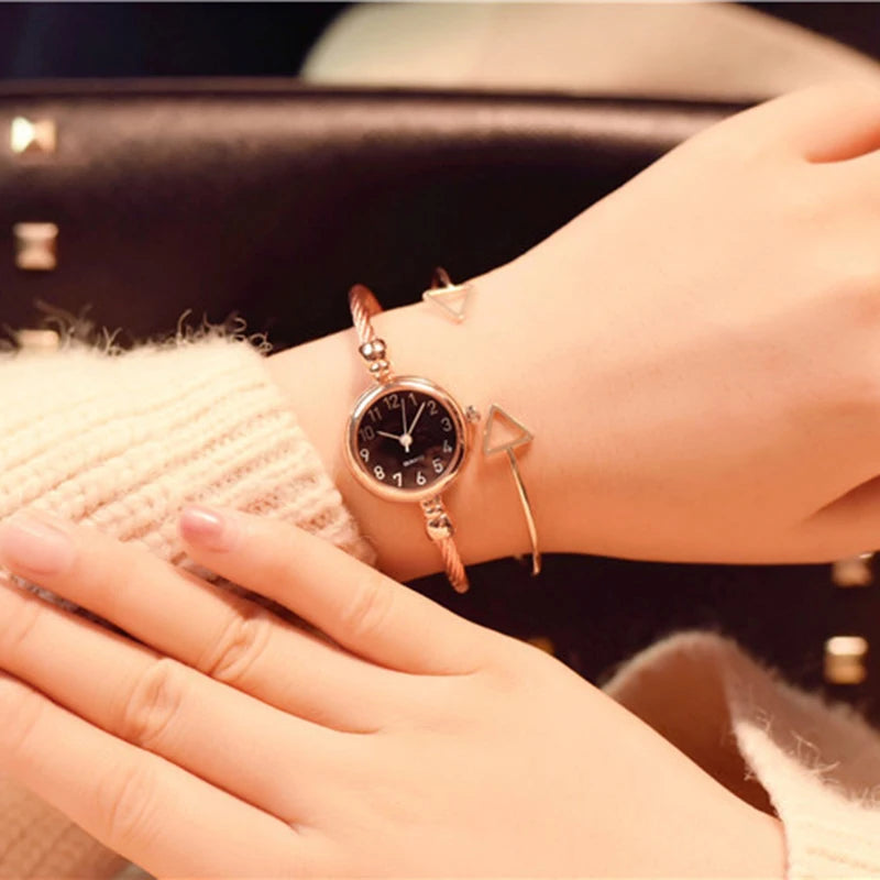 Orologio Donna Elegante Quarzo Bracciale Sottile in Lega Moda