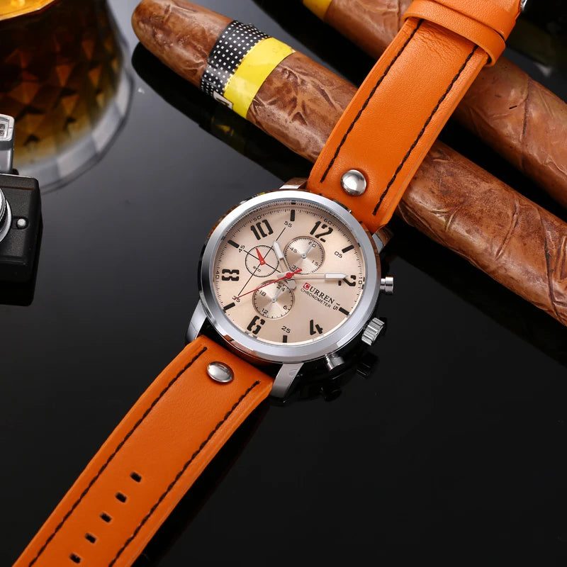 Orologio Uomo Quarzo Cinturino Similpelle Cassa Lega – Elegante Quadrante 45 mm