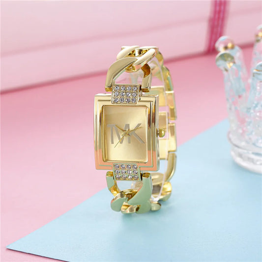 Orologio Donna Elegante Cinturino In Lega Quadrante Rettangolare Al Quarzo Moda Casual
