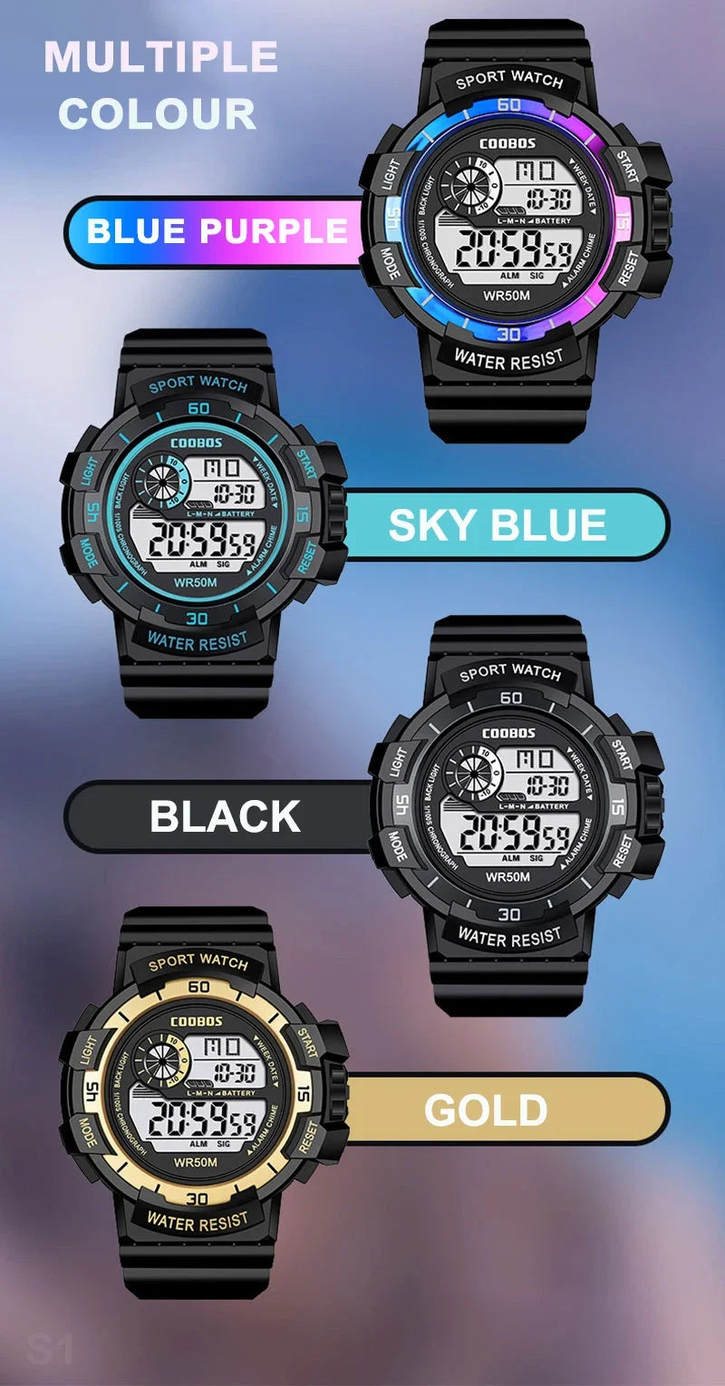 Orologio Digitale Uomo Sportivo Display LED Cinturino Silicone Quadrante 56 mm
