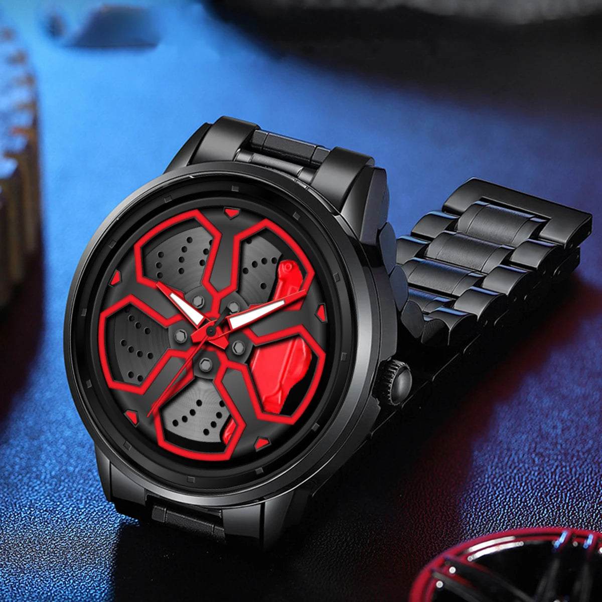 Orologio Uomo Al Quarzo Cinturino In Acciaio Quadrante Girevole Elegante Moda Casual