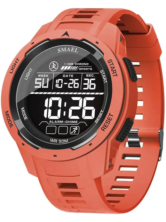 Orologio Digitale Uomo – LED, Sveglia, Cronometro, Impermeabile 5ATM In Gomma Rinforzata