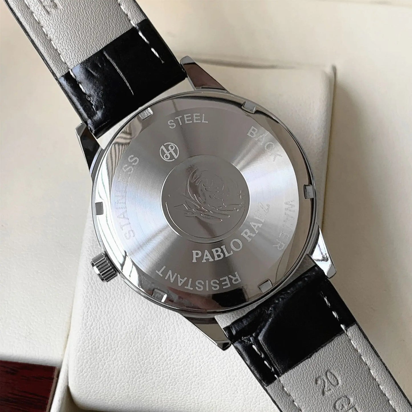 Orologio Uomo Elegante Quarzo Cinturino Similpelle Cassa Acciaio