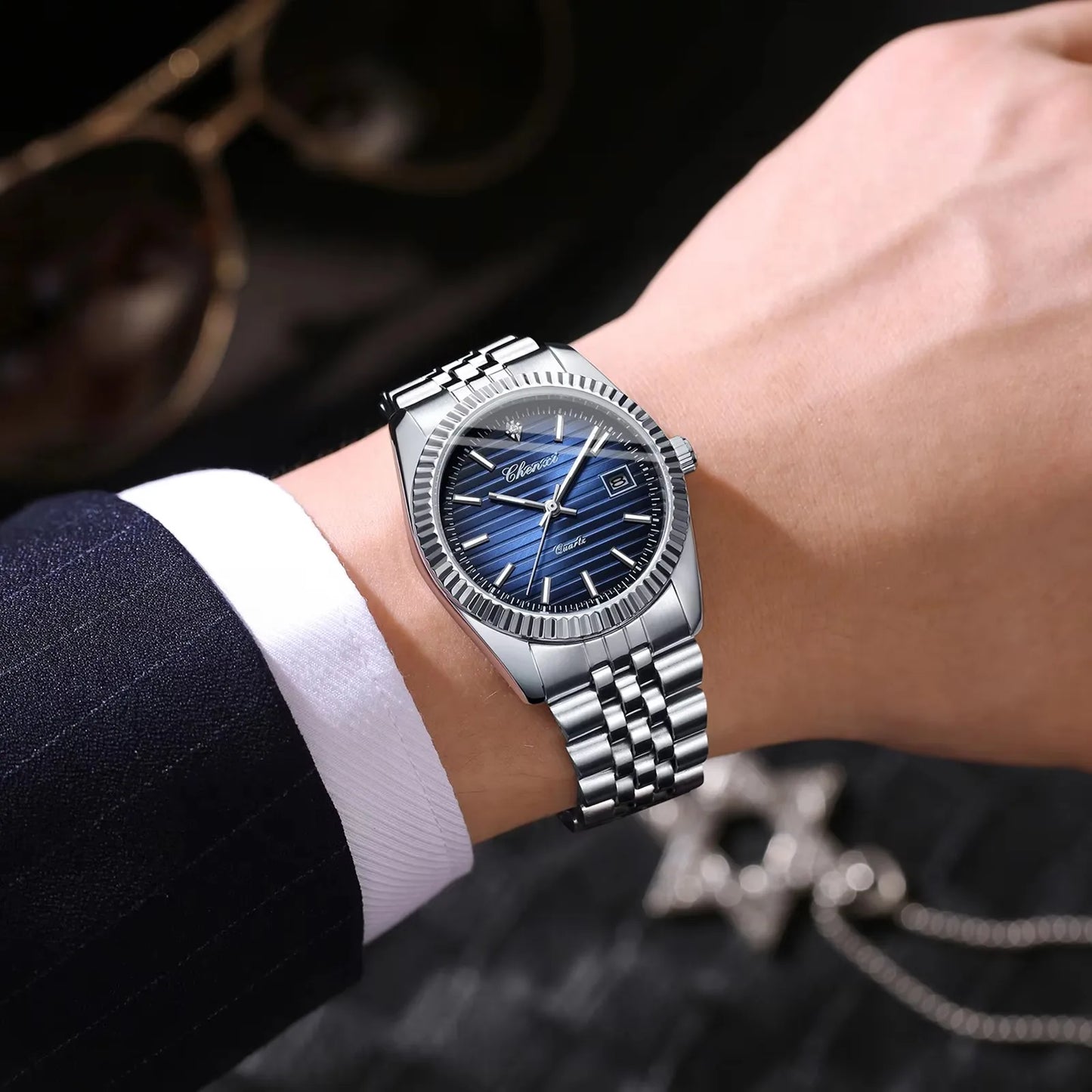 Orologio Uomo al Quarzo, In Acciaio Inox, Quadrante 35mm, Con Data, Elegante