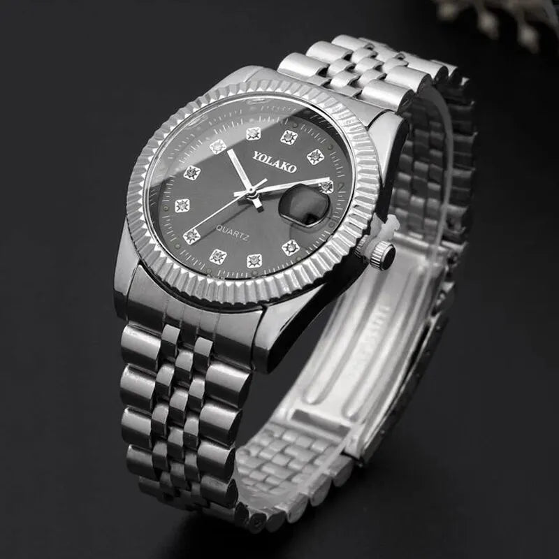 Orologio Uomo Quarzo Acciaio Moda Casual Con Data E Lancette Luminose