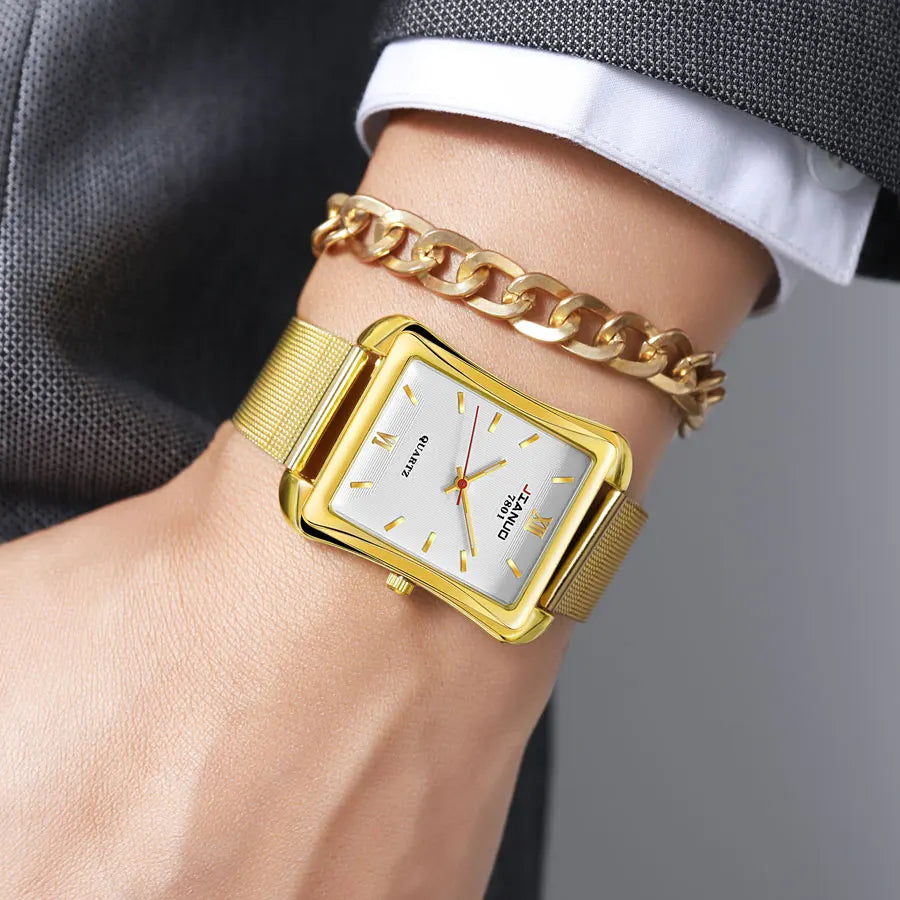 Orologio Uomo Elegante Quarzo Cinturino Maglia Acciaio