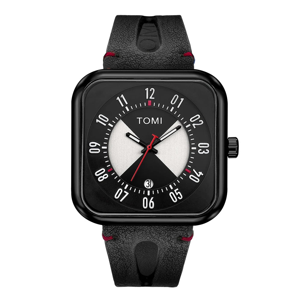Orologio Unisex  – Quadrato Moda Casual Cinturino Similpelle Quarzo Quadrante 41 mm