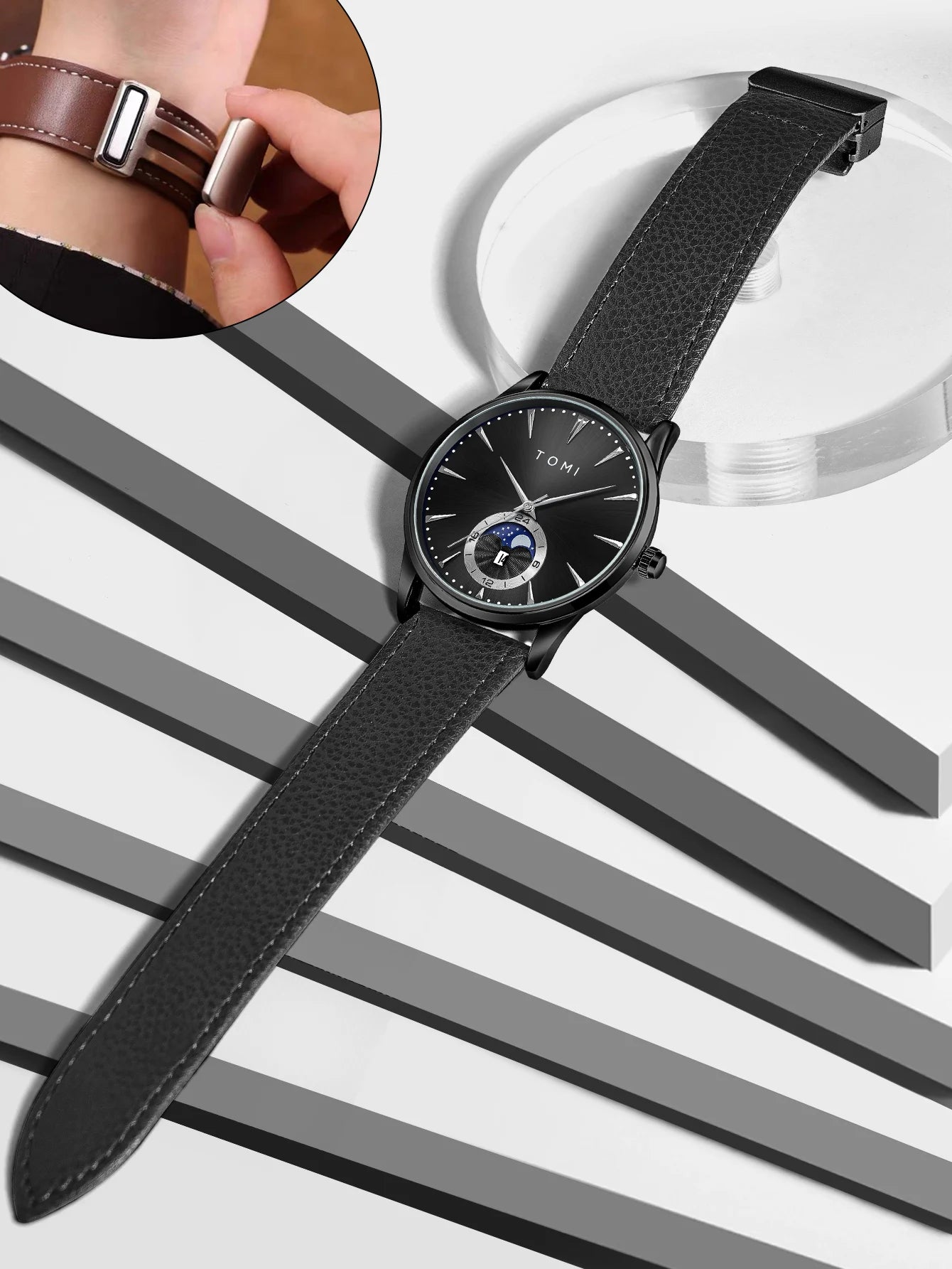 Orologio Uomo Quarzo Cinturino Similpelle – Elegante e Casual Quadrante 42mm